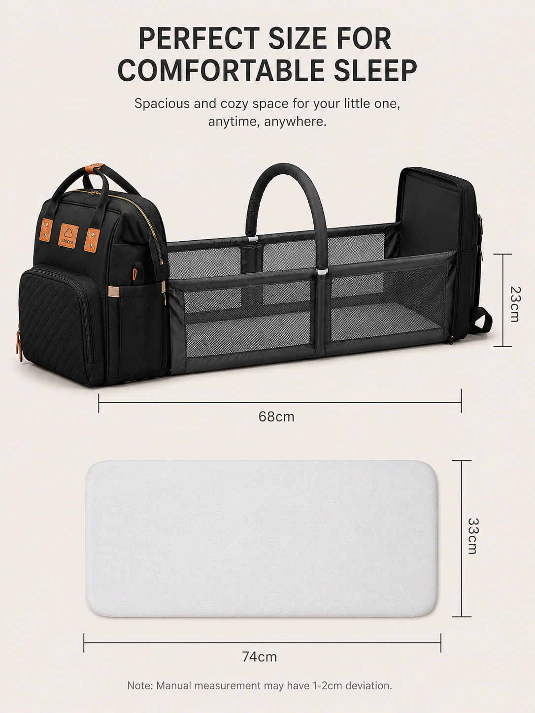 Baby Diaper Backpack with Foldable Cot