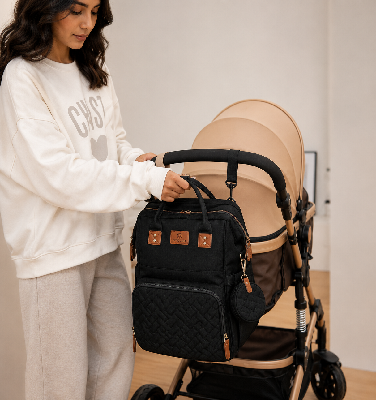 Baby Diaper Backpack with Foldable Cot