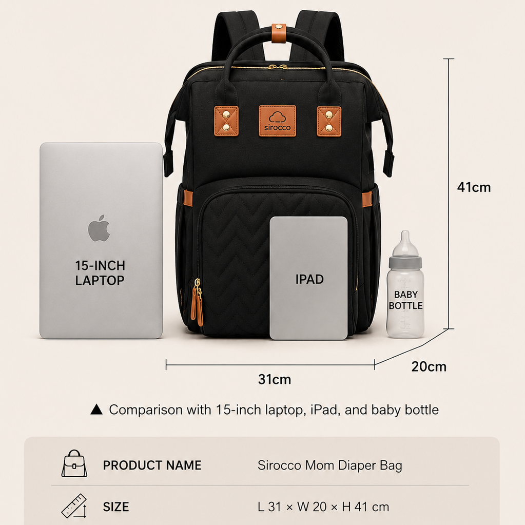 Baby Diaper Backpack with Foldable Cot