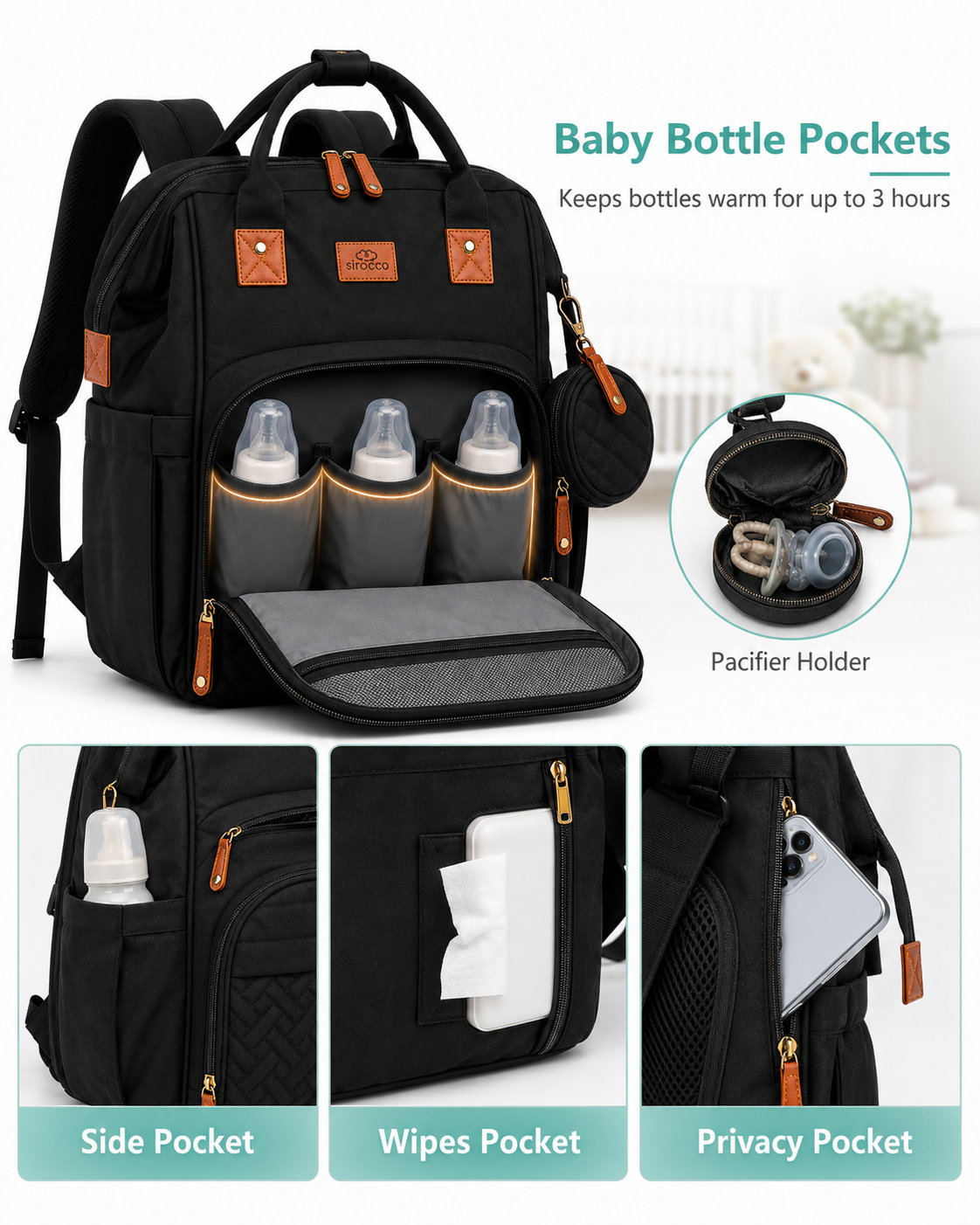 Baby Diaper Backpack with Foldable Cot