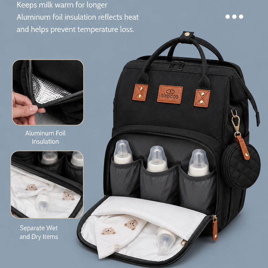 Baby Diaper Backpack with Foldable Cot