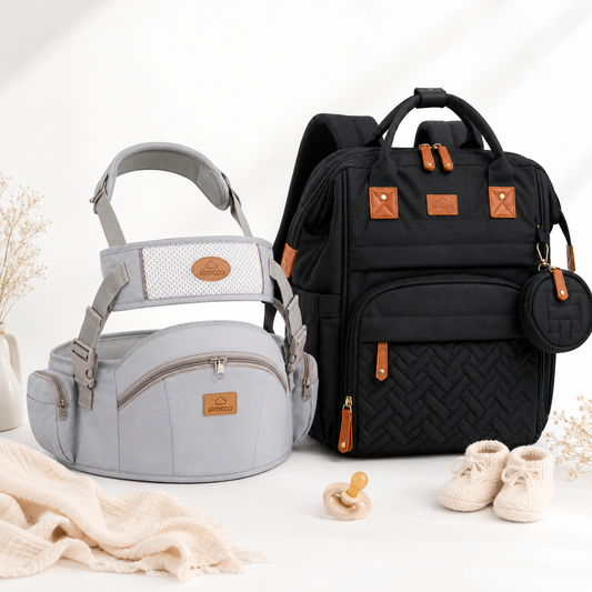 Mom-On-the-Go Bundle | Diaper Bag + Hip Seat Carrier