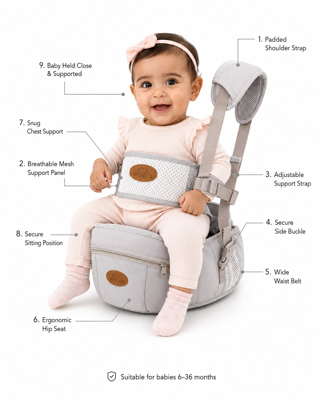 Sirocco Mom 2-Way Hip Seat Carrier