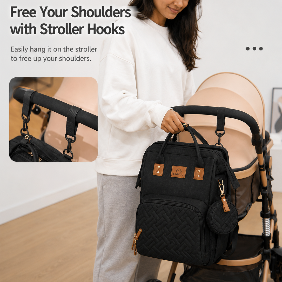 Baby Diaper Backpack with Foldable Cot