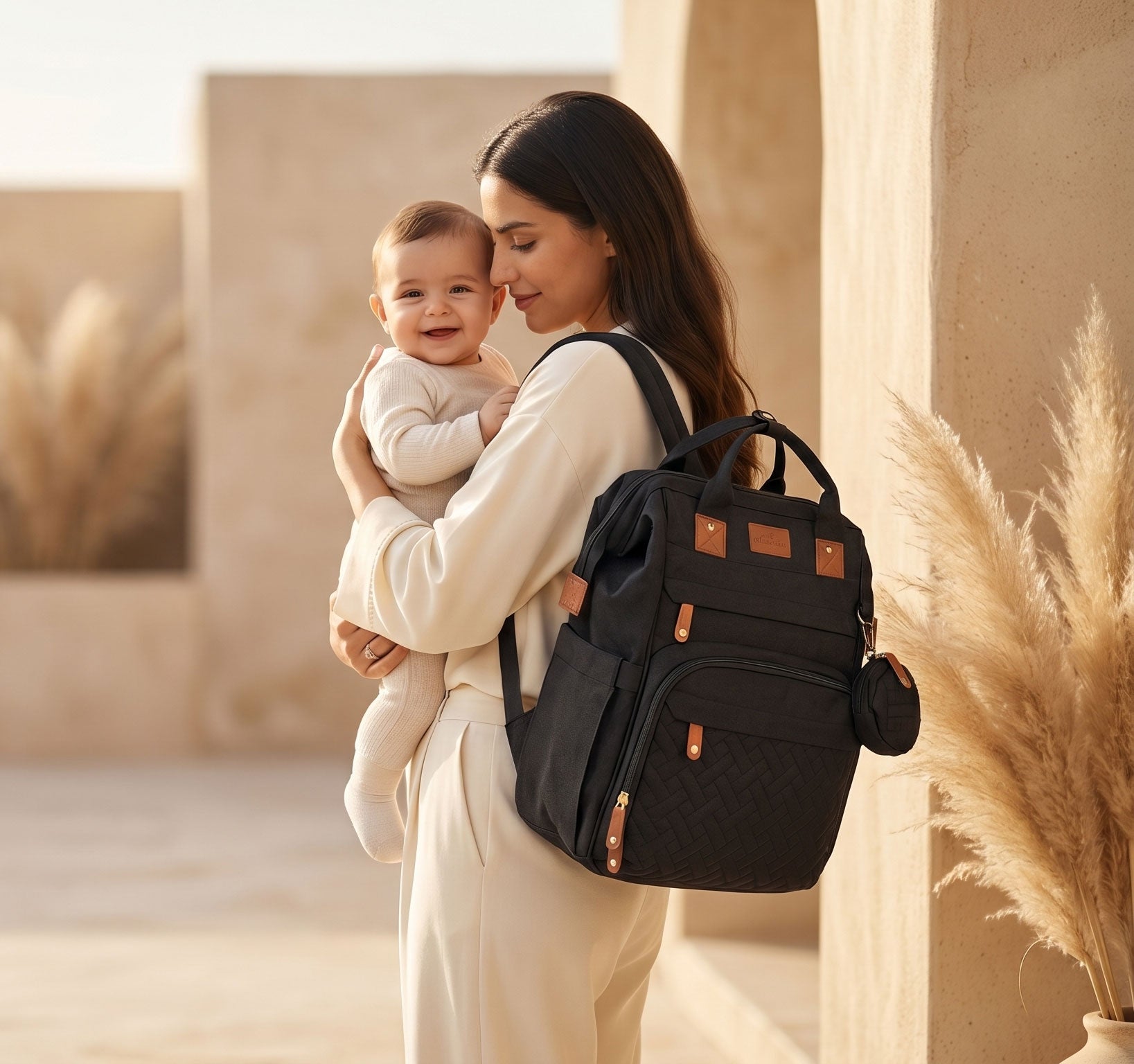 Baby Diaper Backpack with Foldable Cot